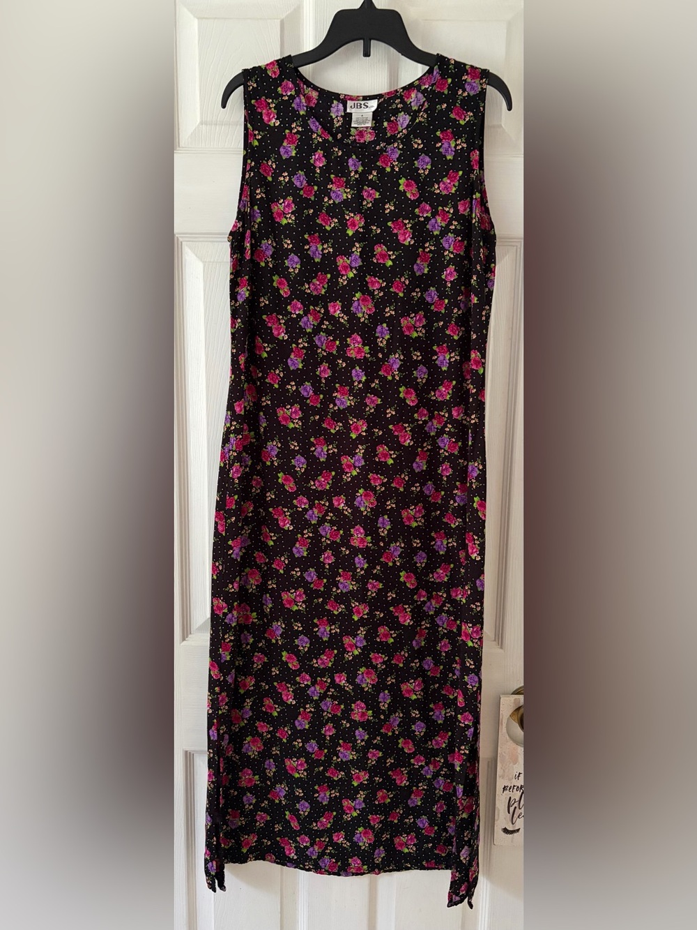 Floral Print Black Dress - Pink & Purple Roses